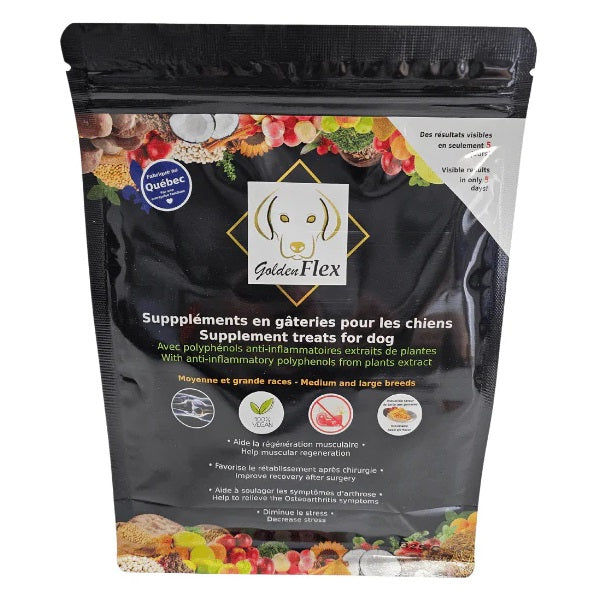 GoldenFlex pour chiens - Supplément Anti-Inflammatoire en Gâteries Pommes 375gr - La boite à Penny
