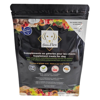 GoldenFlex pour chiens - Supplément Anti-Inflammatoire en Gâteries Pommes 375gr - La boite à Penny
