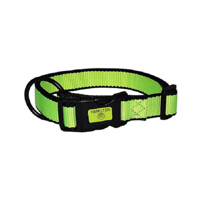 HAMILTON collier vert fluo NÉON ajustable 1" X 18" à 26"
