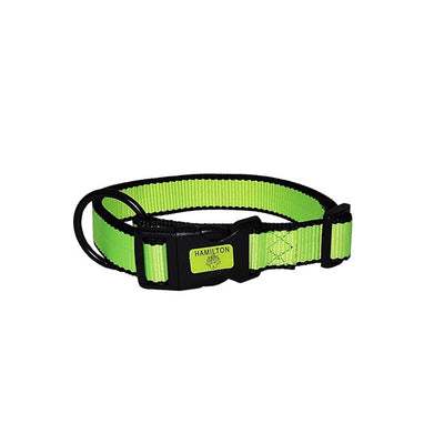 HAMILTON collier vert fluo NÉON ajustable 5/8 x 12-18"