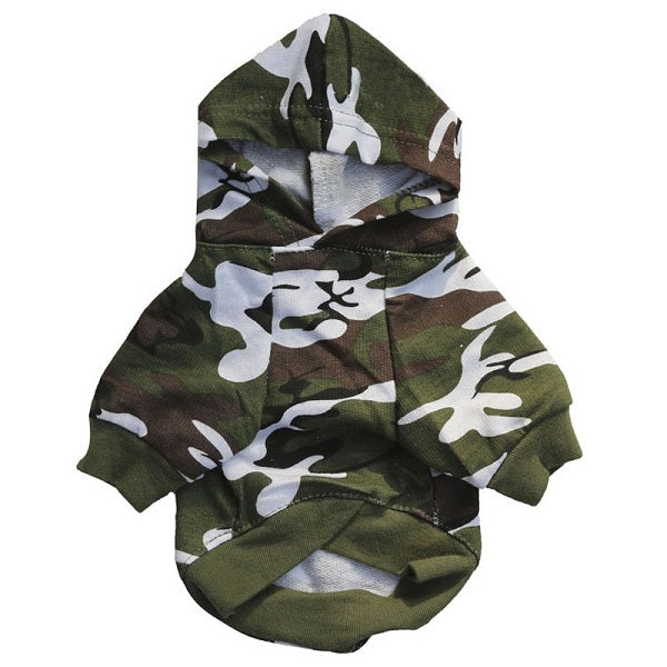 Hoodie vert camouflage pour petit chien XS