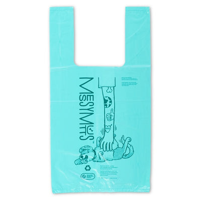 Messy Mutts Distributeur à Sacs De Ramassage Bleu Biorecyclés, Sacs Avec Poignées, 180 Unités
