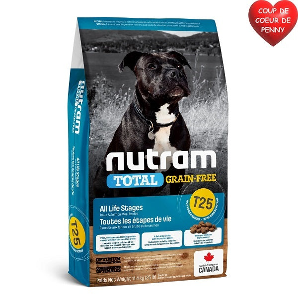 Nutram Total T25 pour Chien Sans Grains Saumon et Truite 25lbs