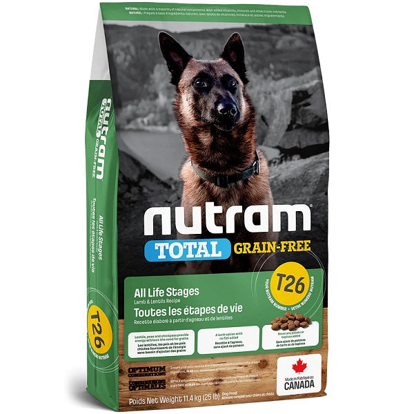 Nutram Total T26 pour Chien Sans Grains Agneau et Lentilles 25lbs