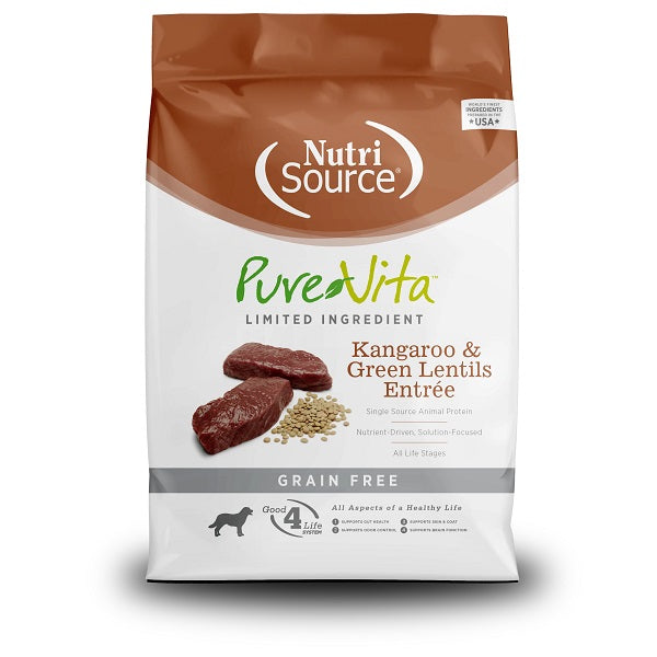 NutriSource Pure Vita au kangourou et lentilles vertes pour chiens 12lb - La boite à Penny