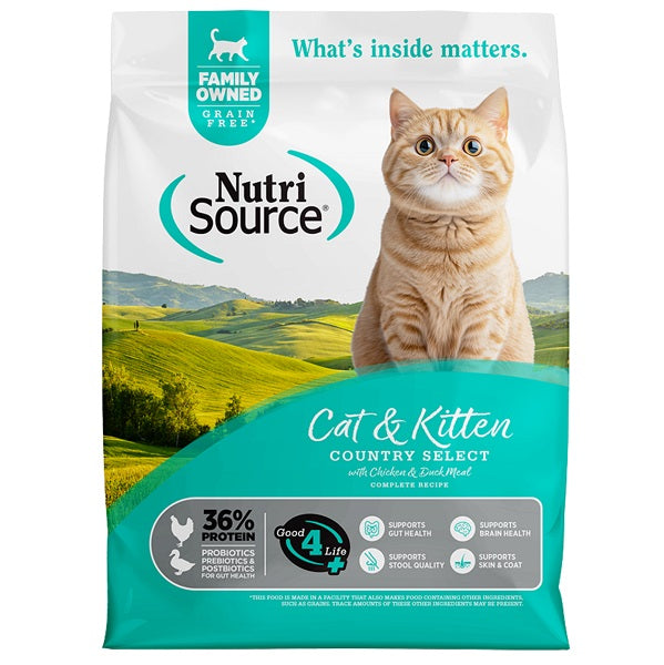 NutriSource Country Select nourriture pour chat et chaton sans grains poulet et canard 12lb