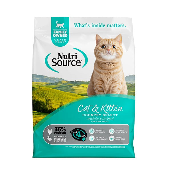 NutriSource Country Select nourriture pour chat et chaton sans grains poulet et canard 4lb