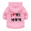 Hoodie rose pour petit chien PETIT I Love My Mom