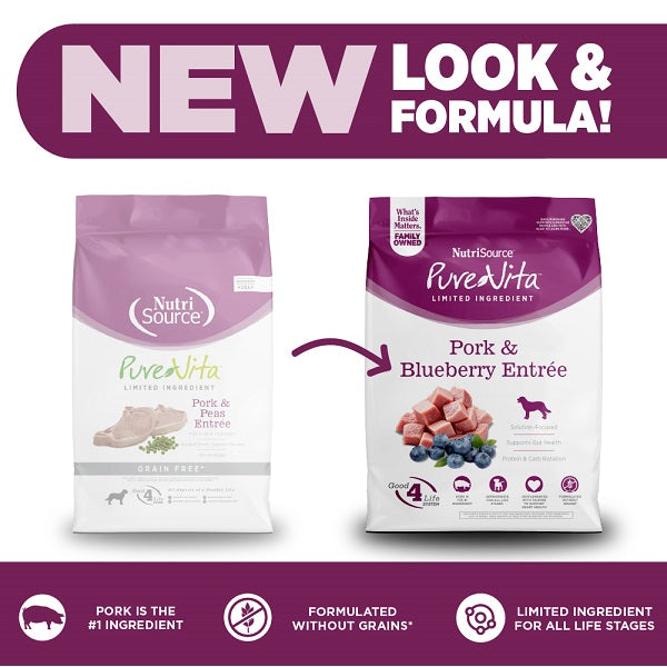 NutriSource Pure Vita Porc et bleuet pour chiens 4lb