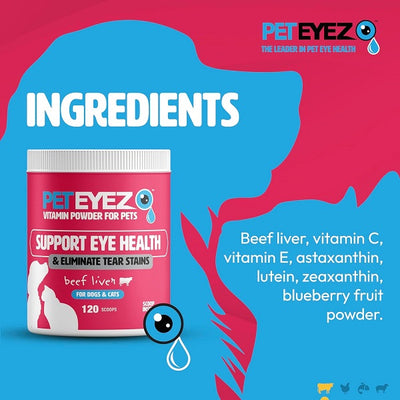 PetEyez élimine larmes au Foie de Boeuf pour chiens et chats 120 unités