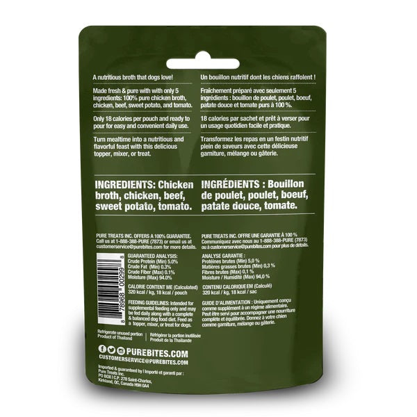 PUREBITES bouillon protéine et légumes poulet et bœuf 57g
