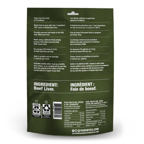 Purebites d'entraînement Foie de Boeuf 85g