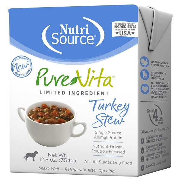 NutriSource Pure Vita ragoût de dinde pour chiens 354g