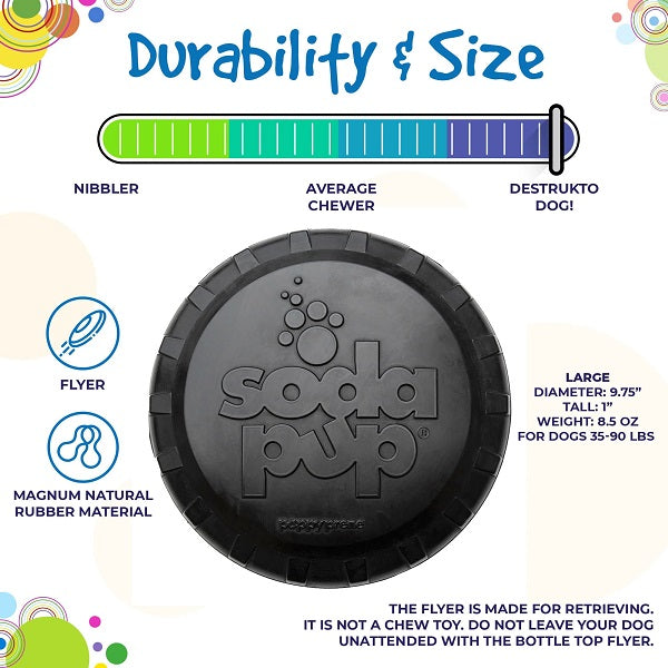 SodaPup Top Flyer frisbee noir ultra résistant large