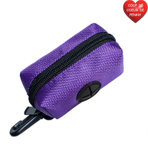 Pochette mauve distributrice de sac à ramassage pour chien