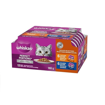 Whiskas Portions Parfaites Multipack Poulet et Saumon 12x75g