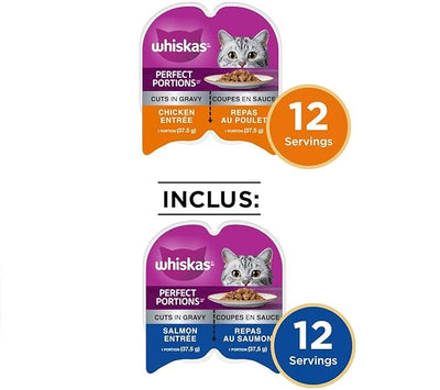 Whiskas Portions Parfaites Multipack Poulet et Saumon 12x75g