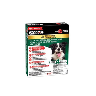 Zodiac infestop Plus dosettes anti-puces et tiques pour chiens 11 à 25kg